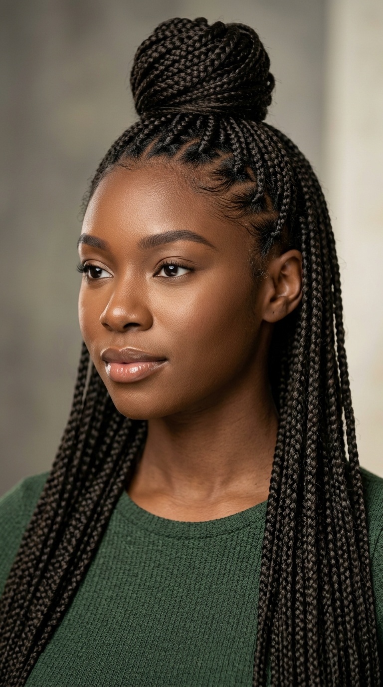 Extra Long Half-Up Half-Down Braided Top Knot