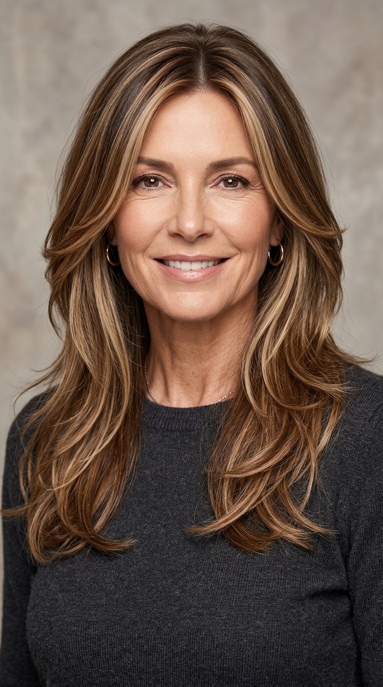 Face-Framing Highlights with Long Layers