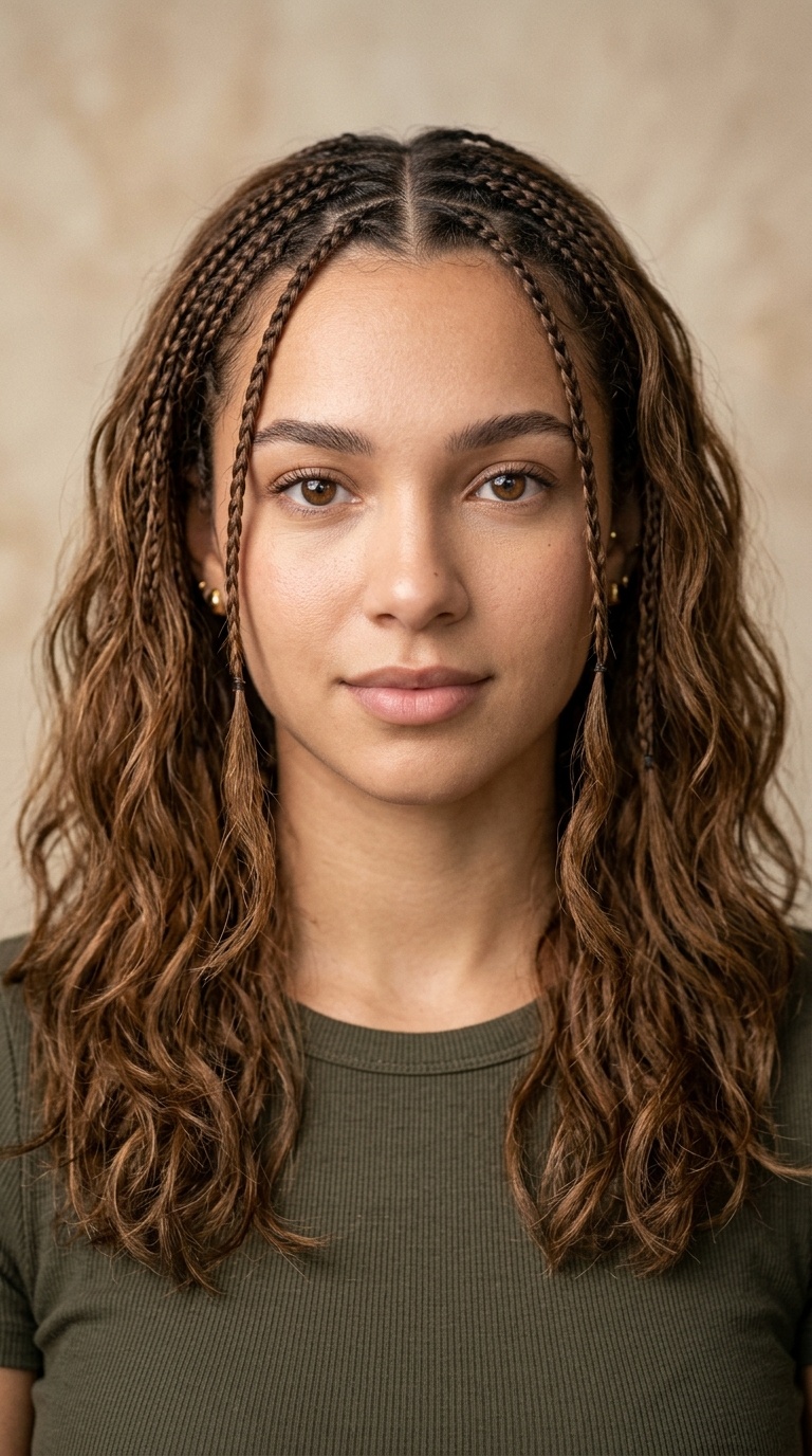 Face-Framing Micro Braids with Beachy Texture