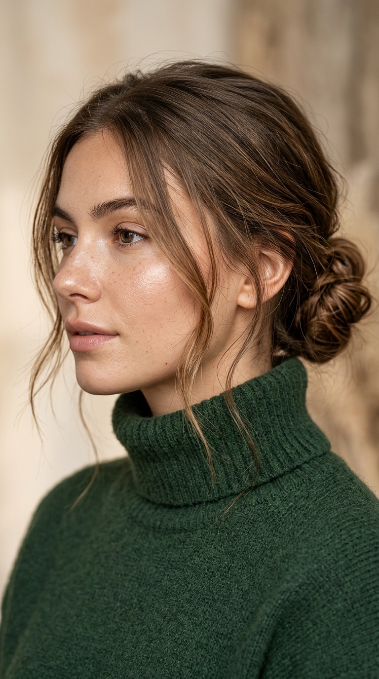 Face-Framing Wisps with a Low Bun