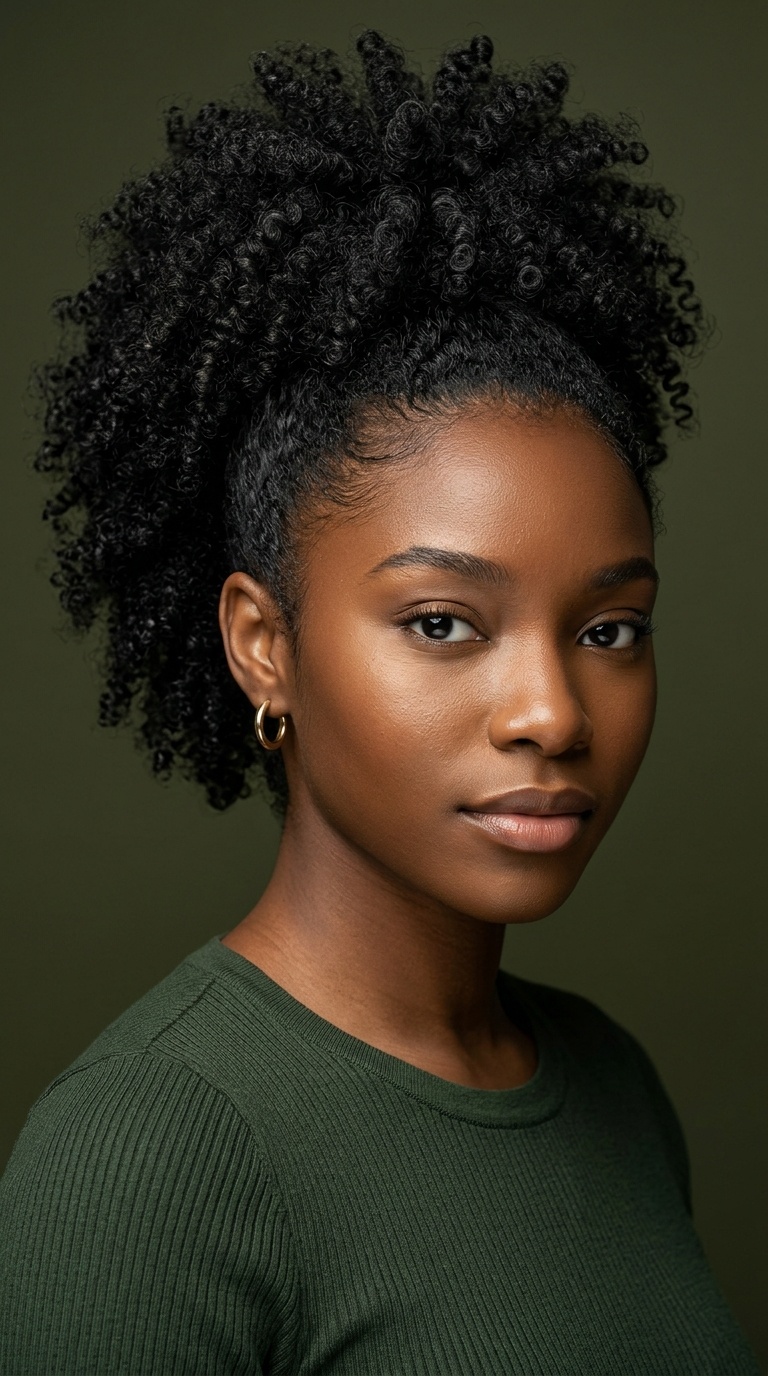 Faux-Hawk Curly Ponytail