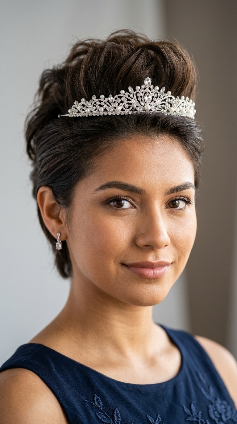 Faux Hawk with Centered Tiara