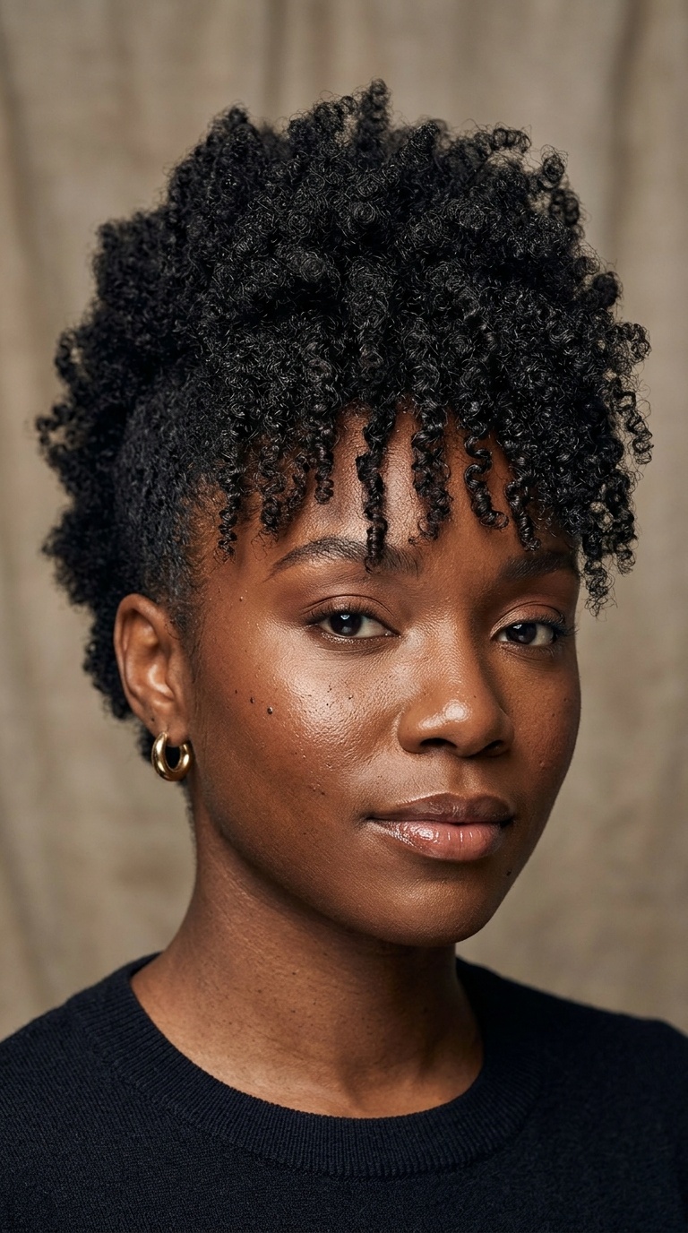 Faux Hawk with Coily Front Fringe