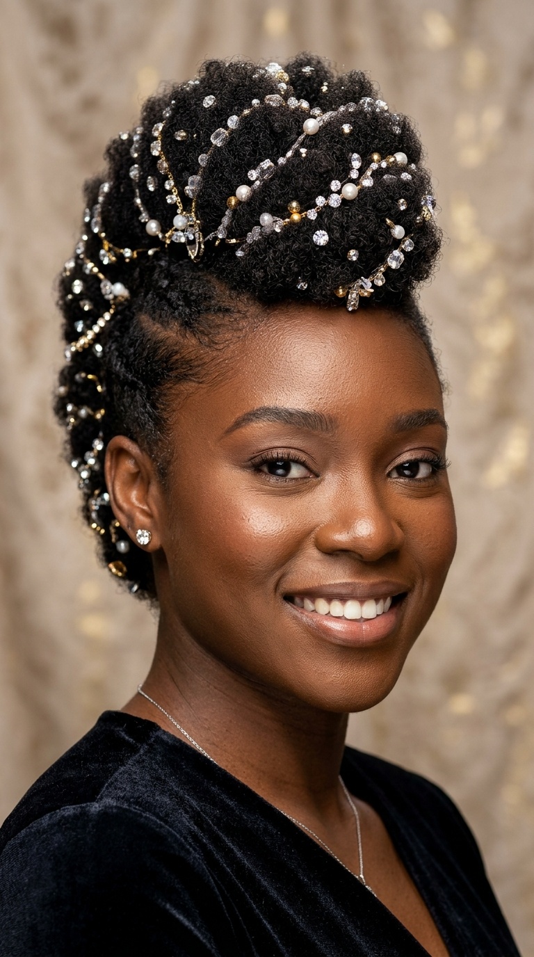 Faux Hawk with Interwoven Jewels