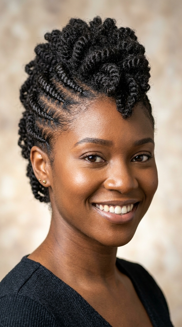 Faux Hawk with Intricate Flat Twists