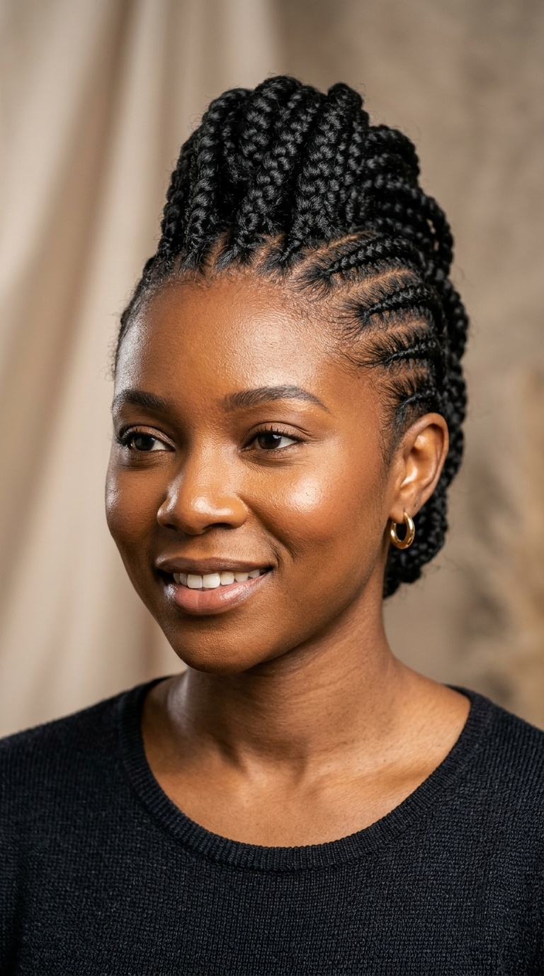 Faux Hawk with Side Braids