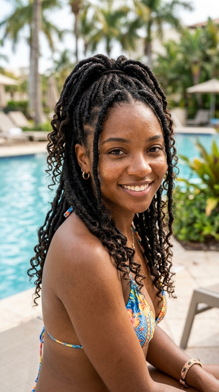 Faux Locs with Curly Ends