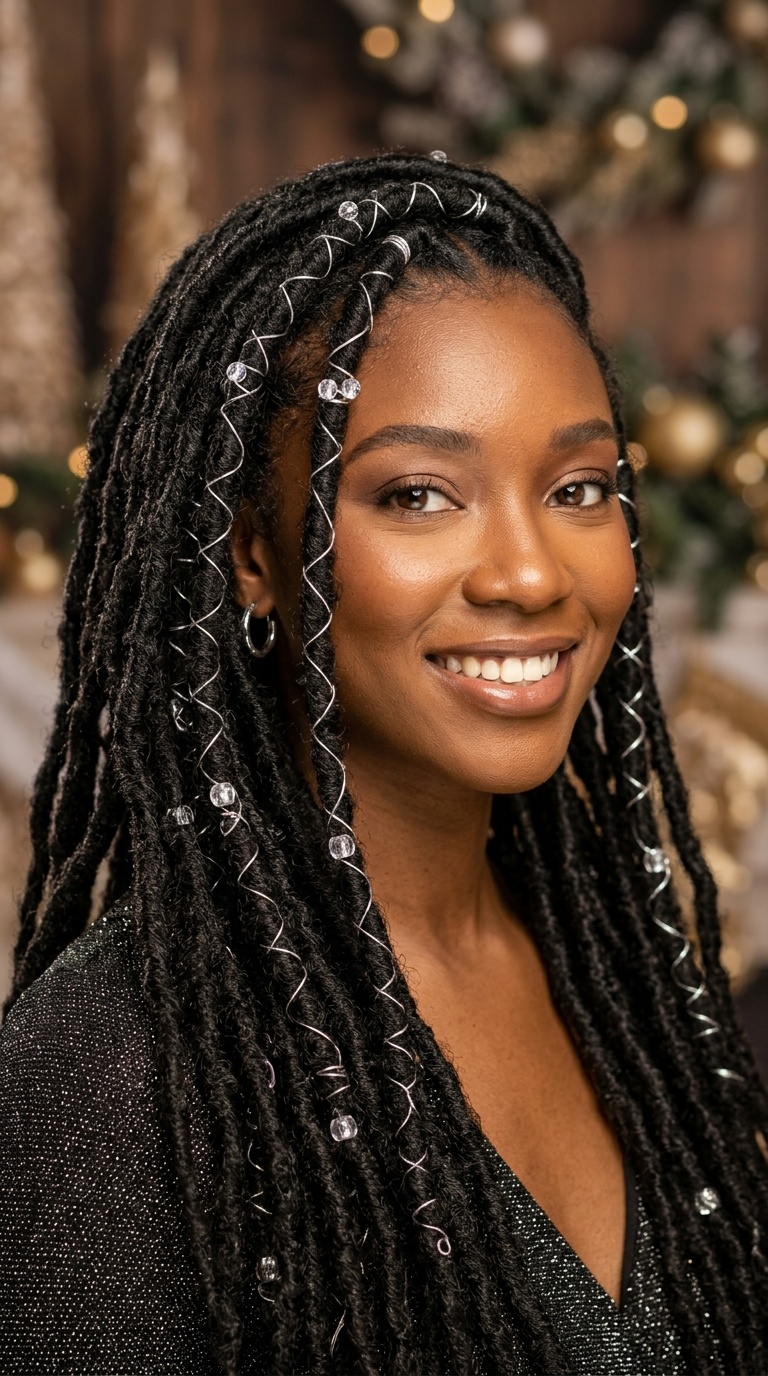 Faux Locs with Silver Wire