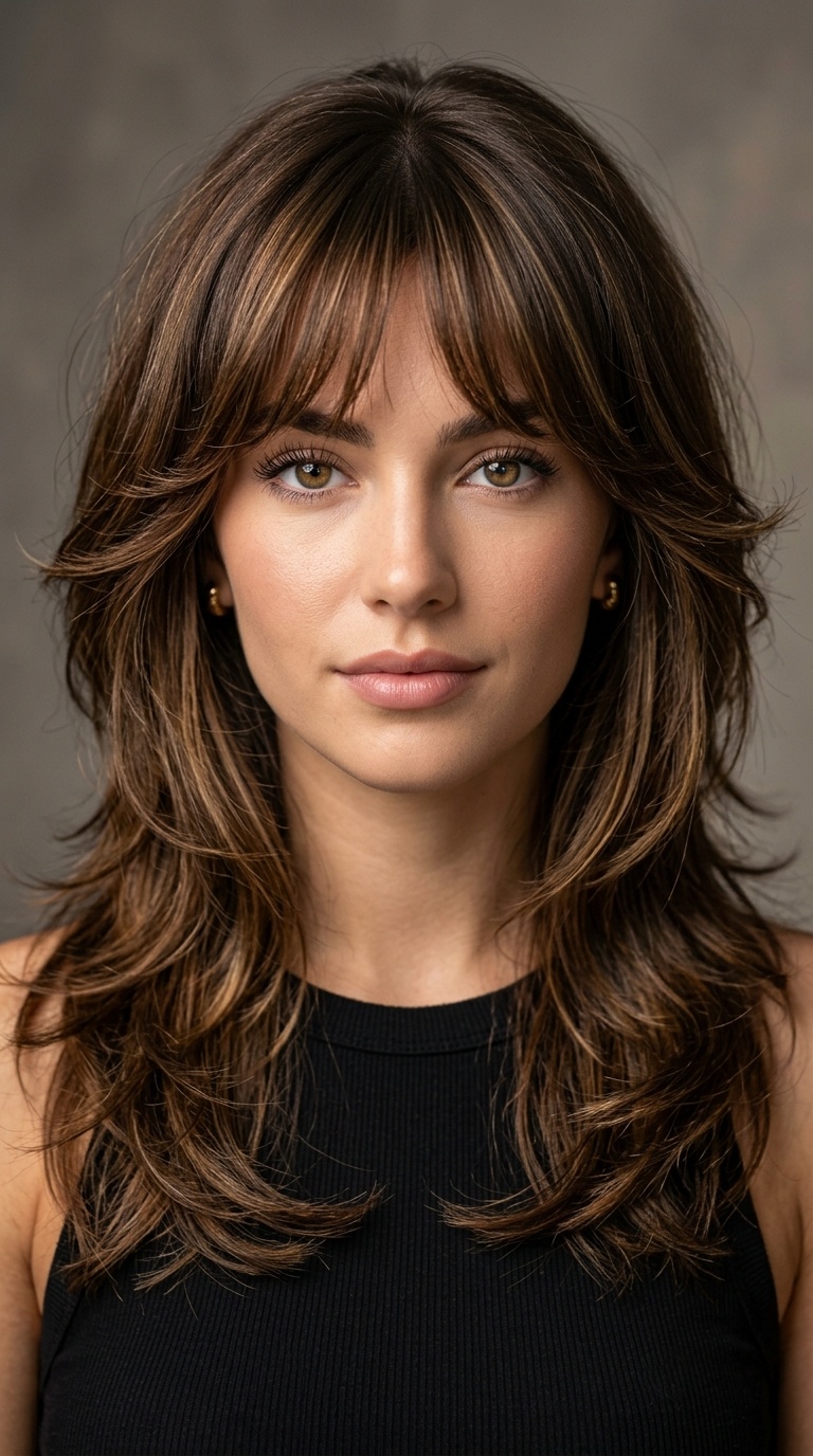 Feathered Bangs with Butterfly Layers
