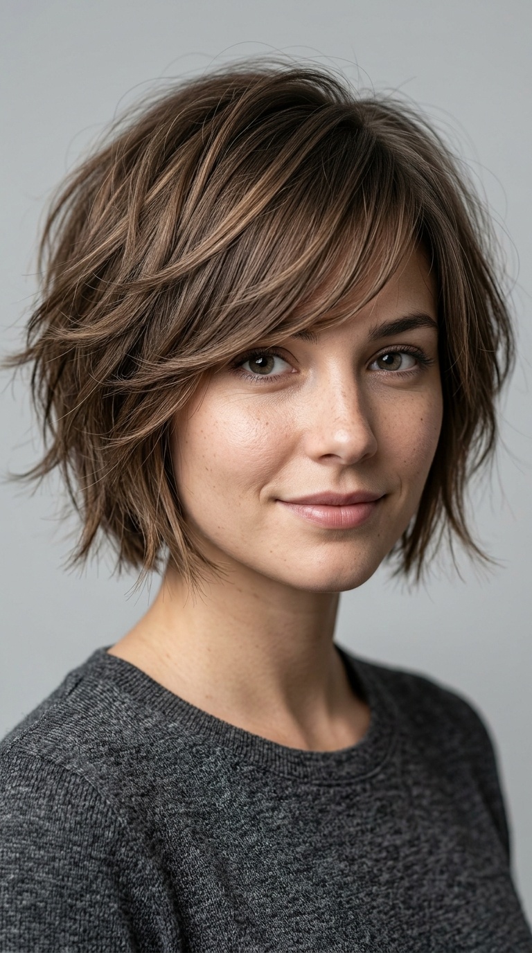 Feathered Bob with Side Bangs