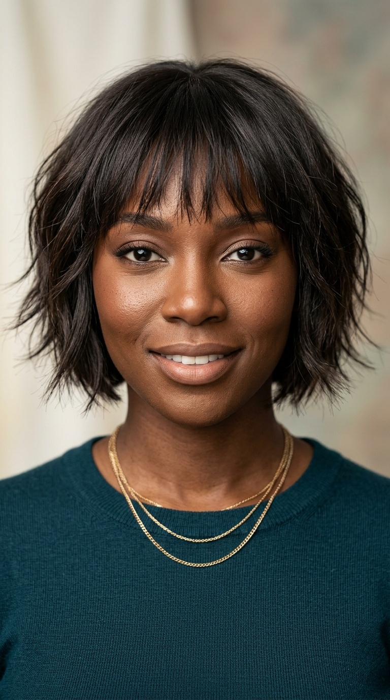 Feathered Bob with Wispy Bangs
