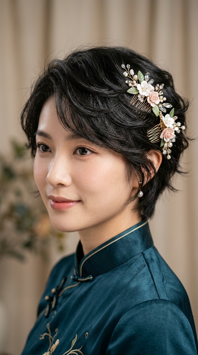 Feathered Layers with Floral Combs