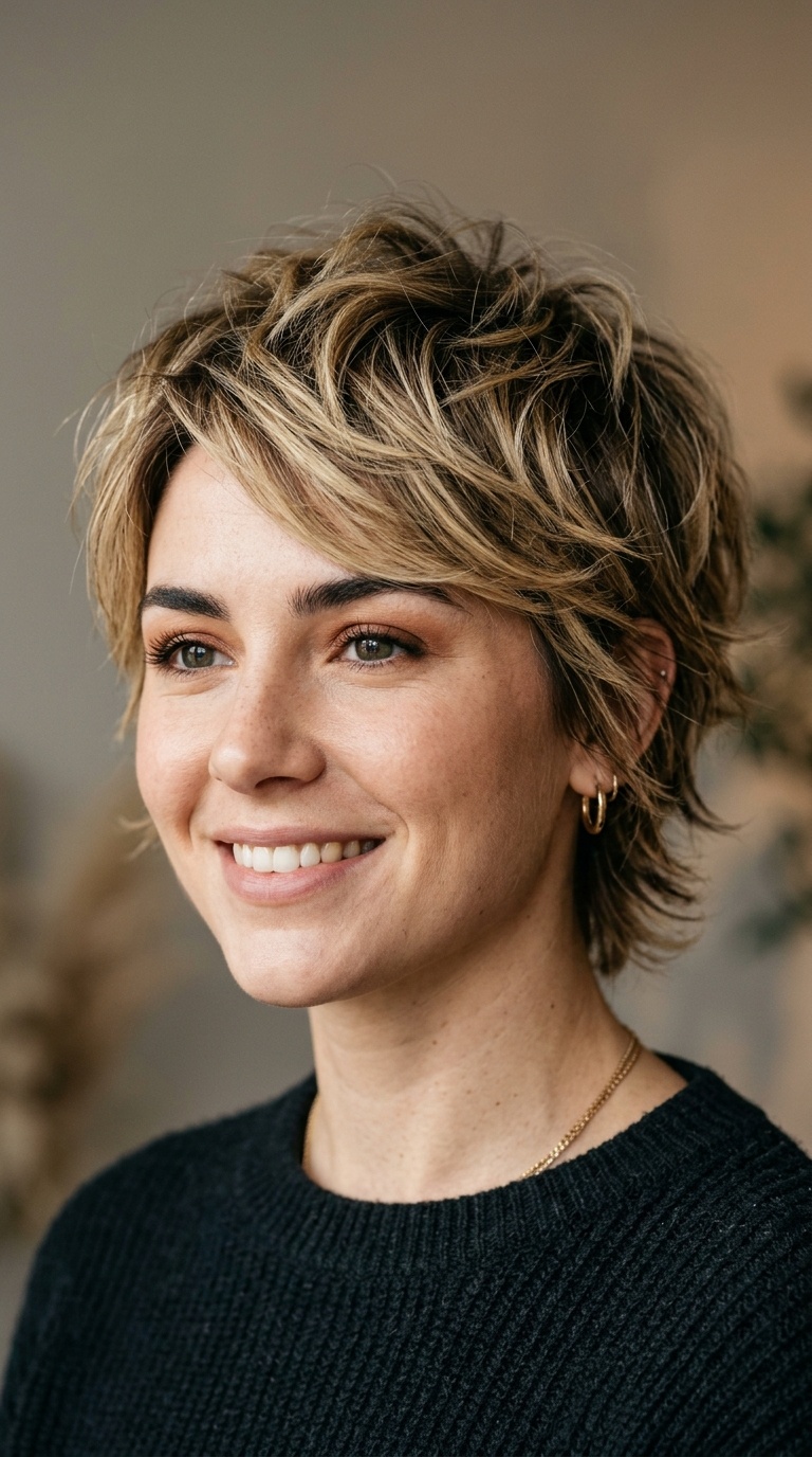 Feathered Long Pixie