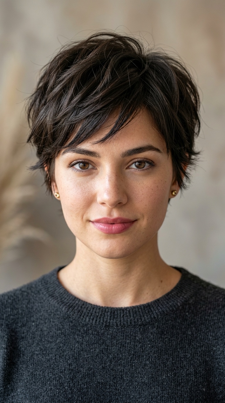 Feathered Pixie for Thick Hair