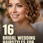 16 Bridal wedding hairstyles for short hair curly half up half down