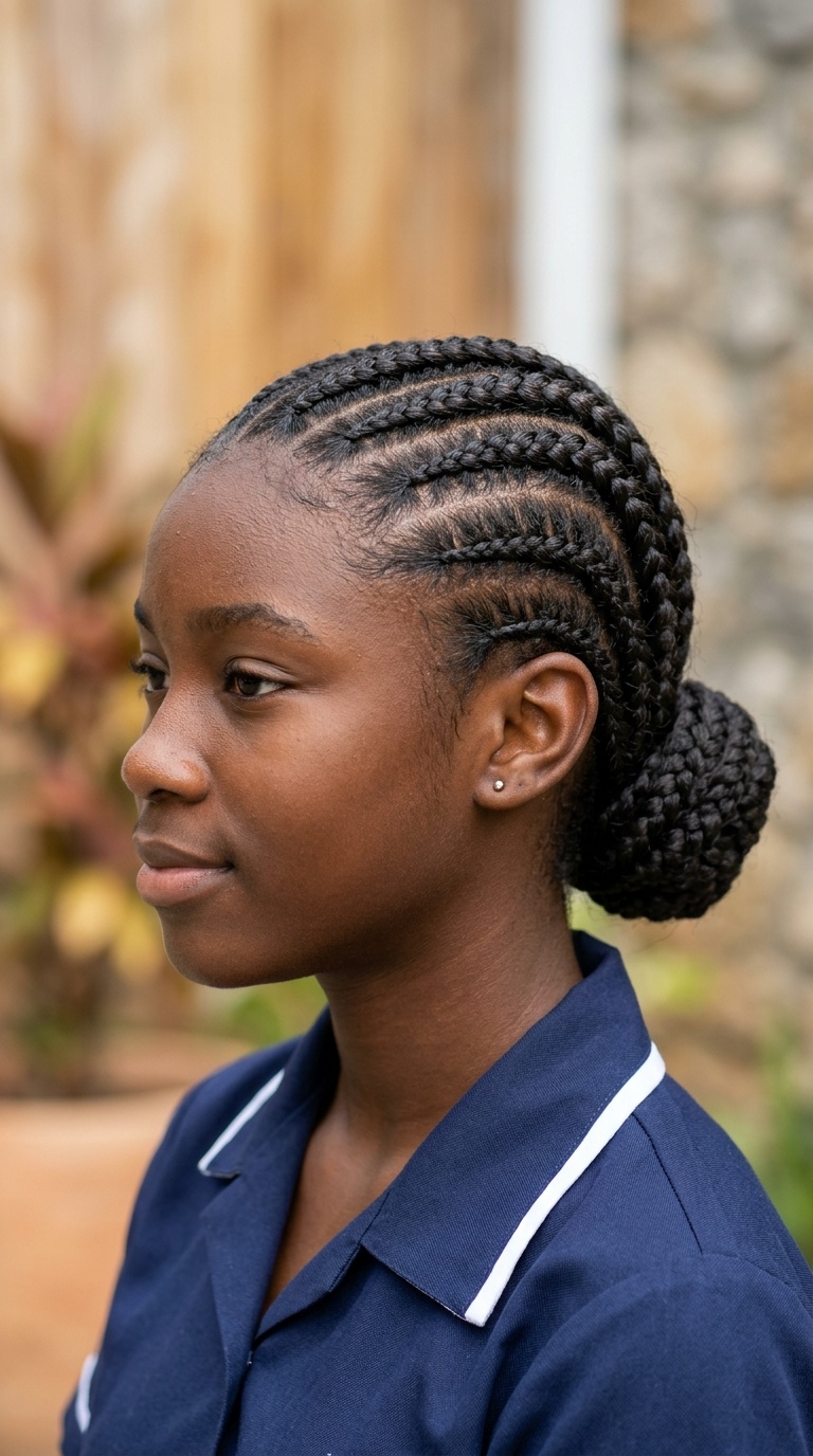 Feed-In Braids with a Low Bun
