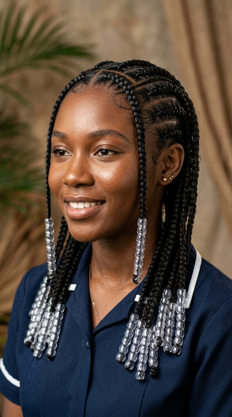 Feed-in Braids with Clear Beads
