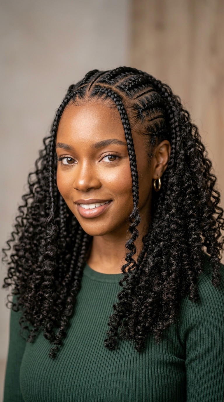 Feed-in Braids with Curly Leave-outs
