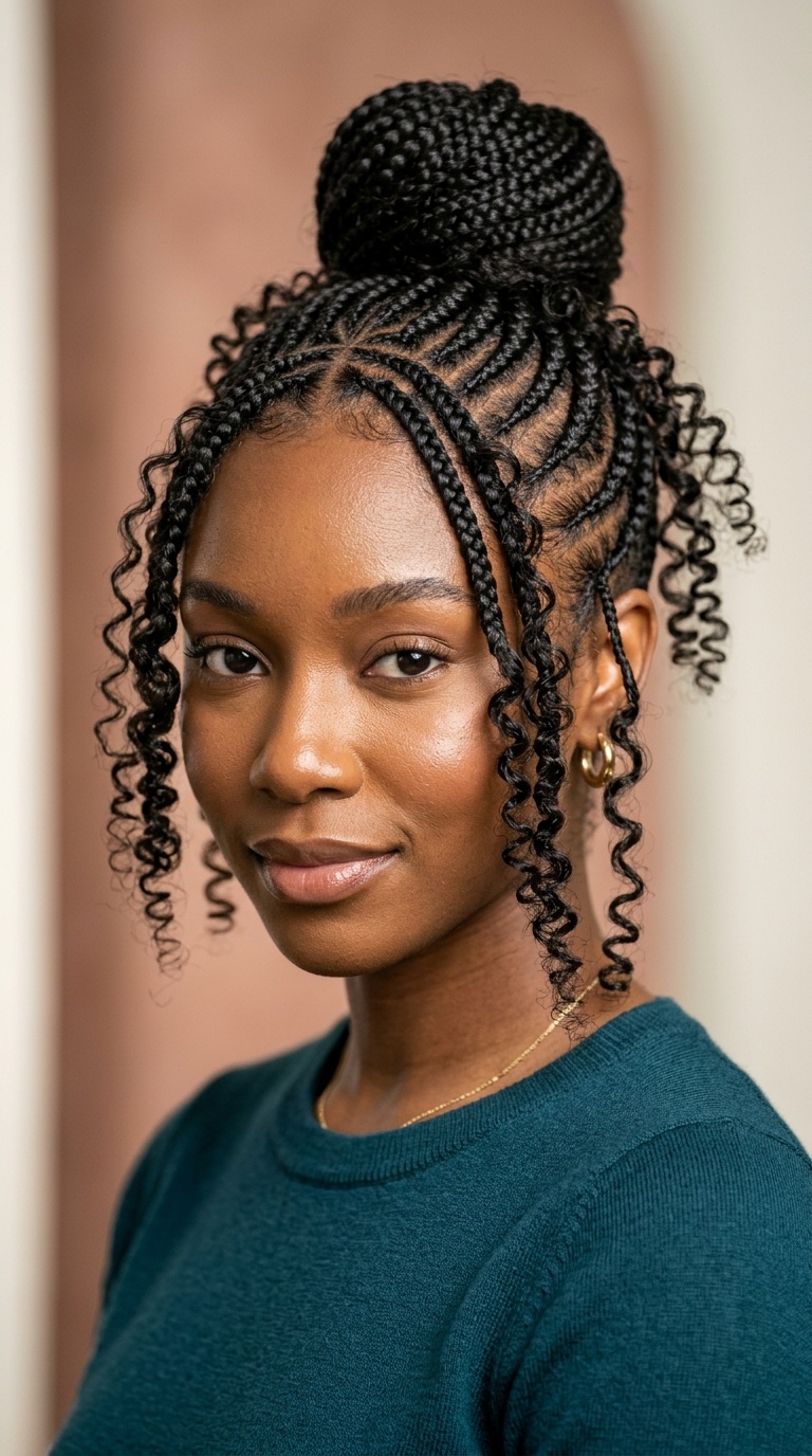 Feed-in Braids with Curly Tendrils