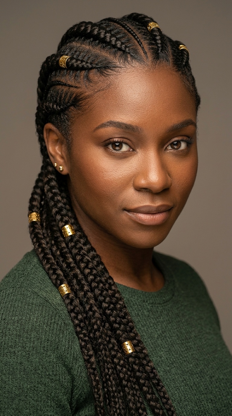 Feed-in Braids with Golden Cuffs