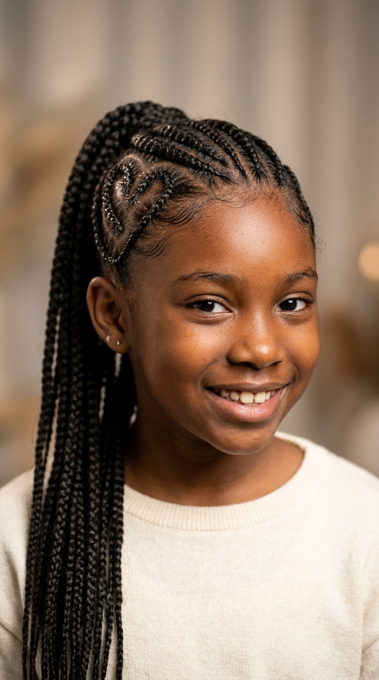 Feed-in Braids with Side Heart Design