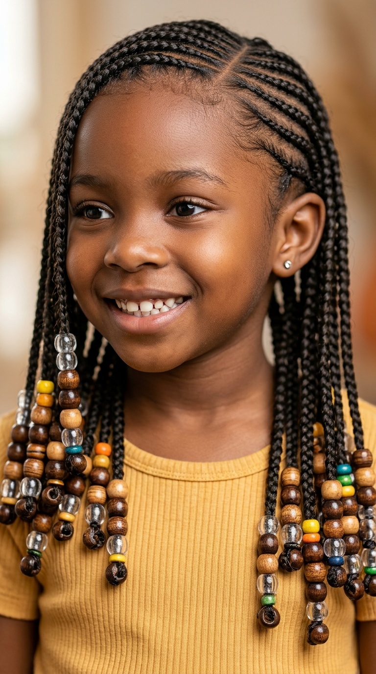 Feed-in Braids with Wooden Beads
