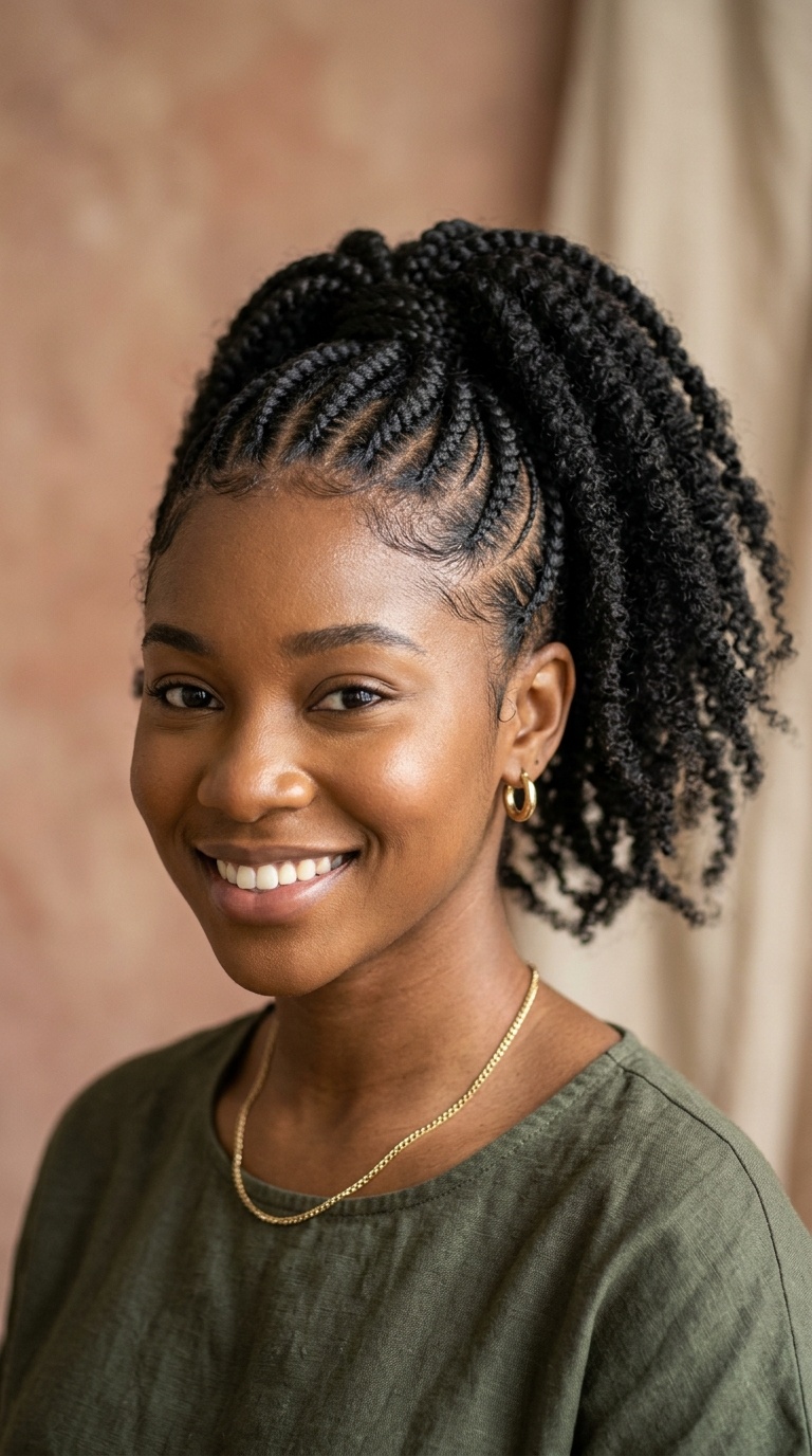 Feed-In High Ponytail Braids
