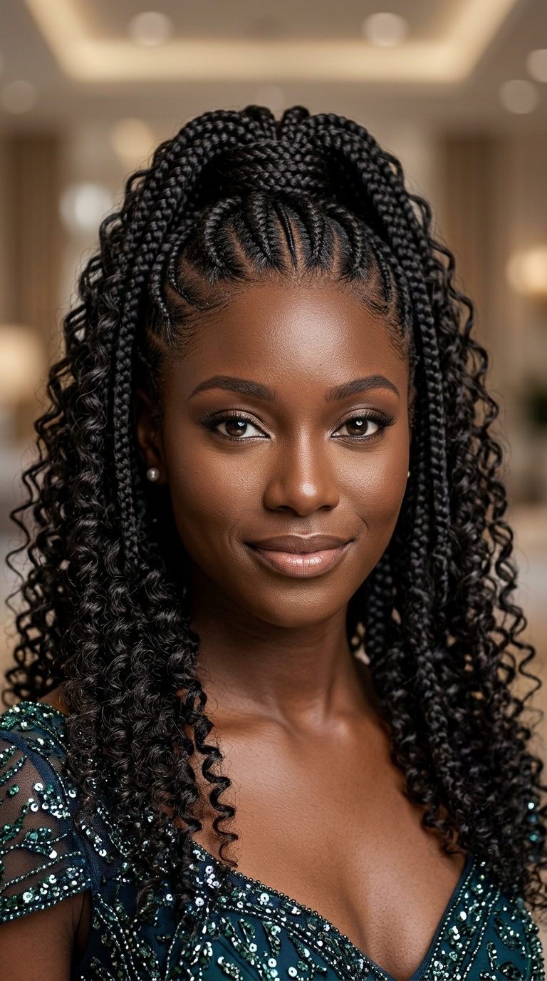 Feed-in Ponytail with Curly Ends
