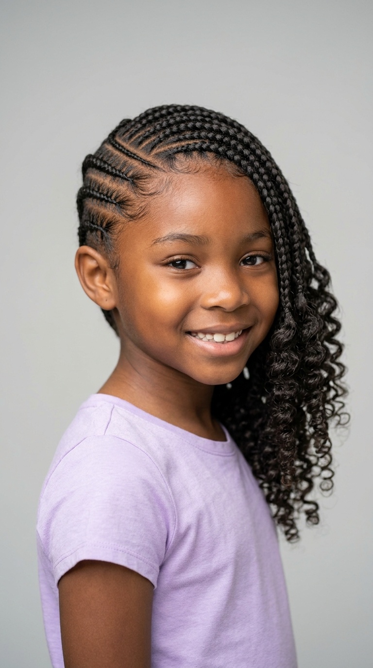 Feed-in Side Braids with Curly Ends