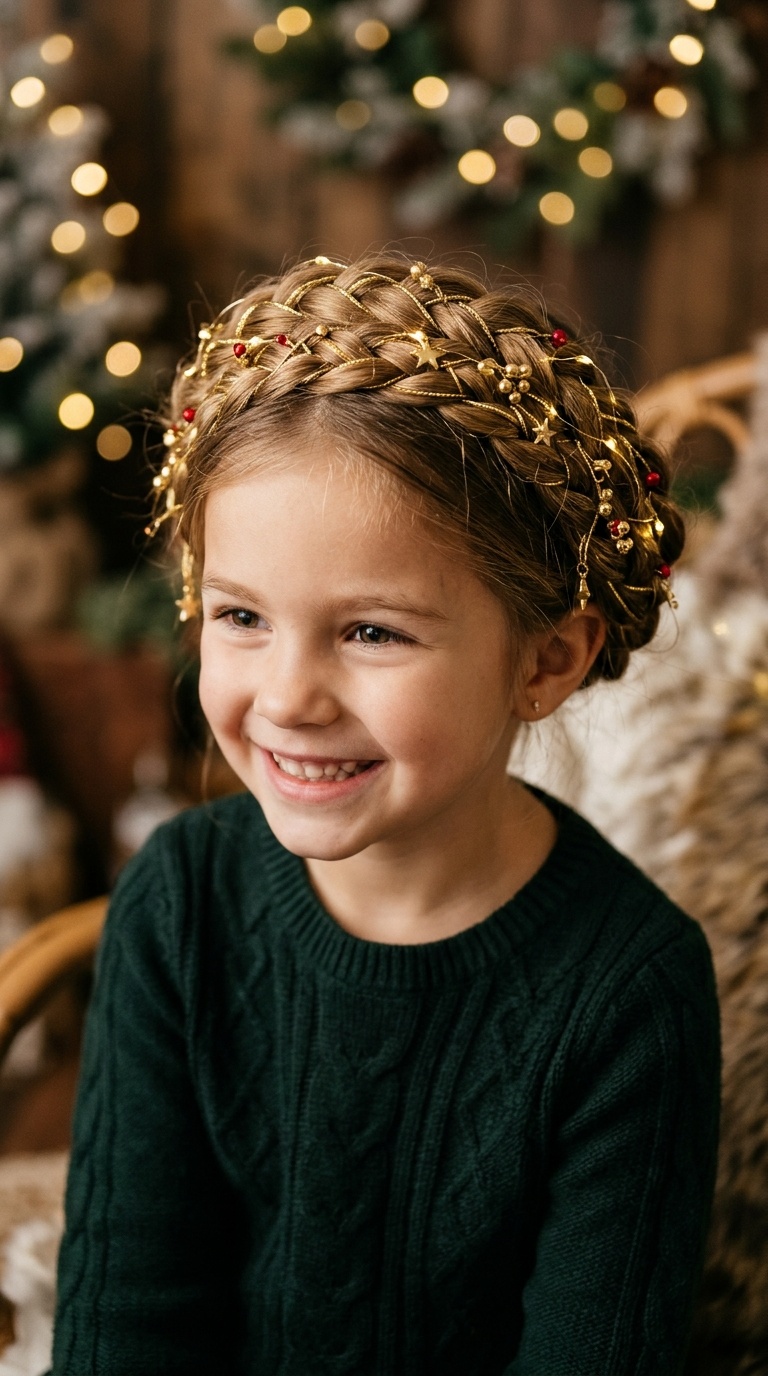 Festive Crown Braid with Gold Thread