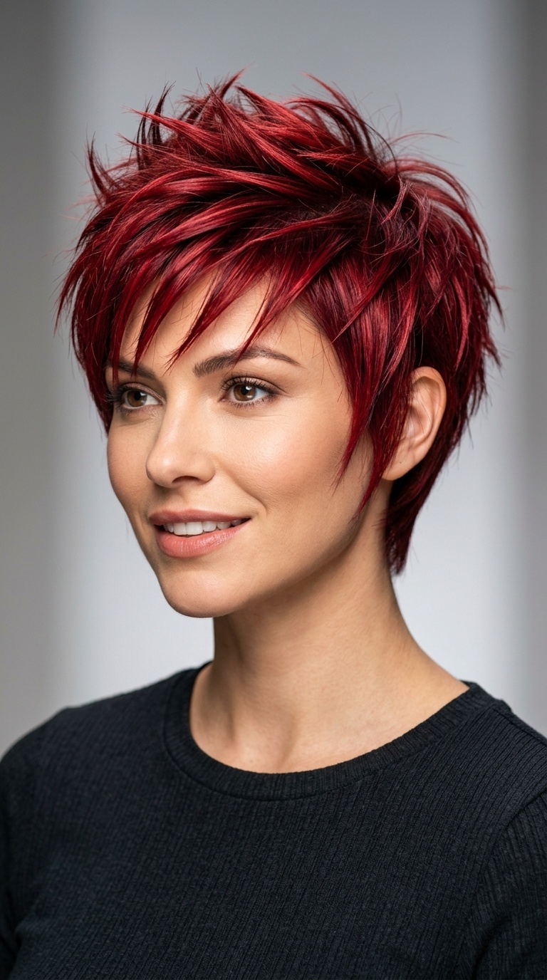 Fiery Crimson Spiked Bob
