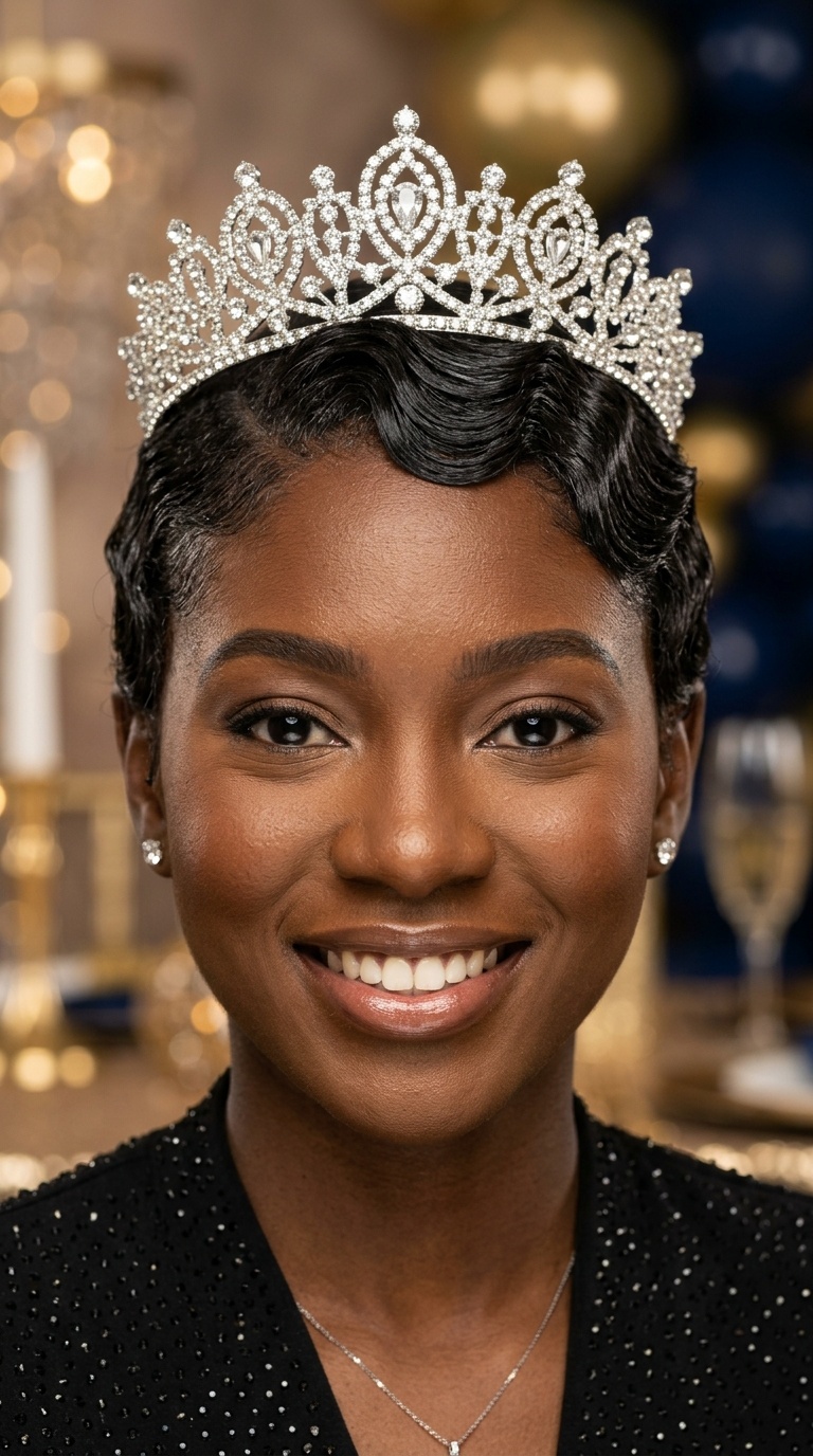 Finger Waves with a Rhinestone Crown
