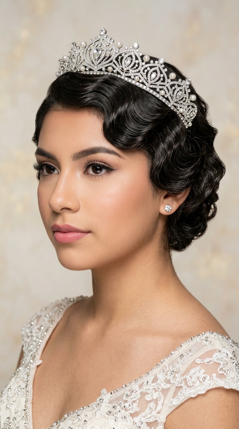 Finger Waves with Halo Tiara