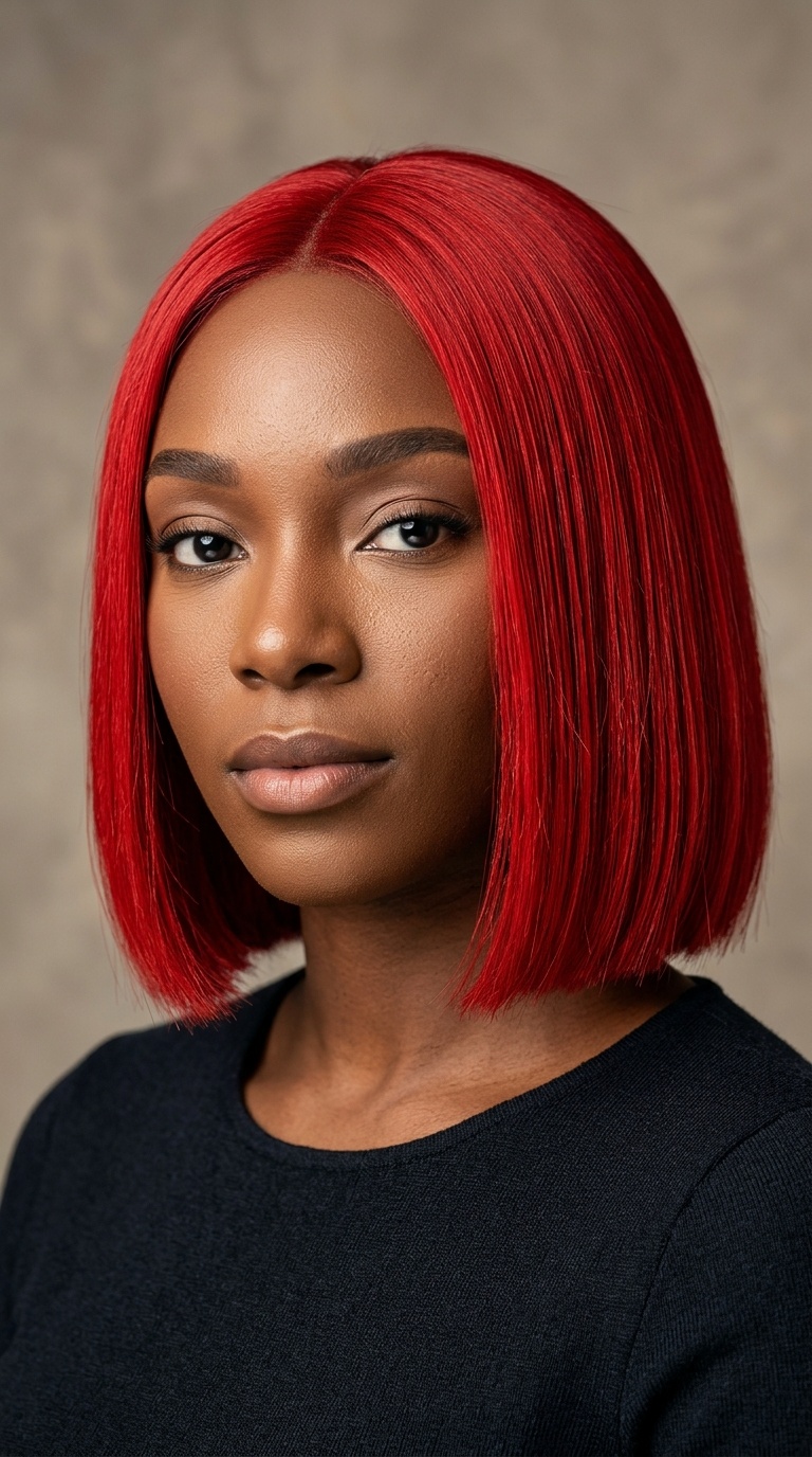 Fire Engine Red Blunt Bob