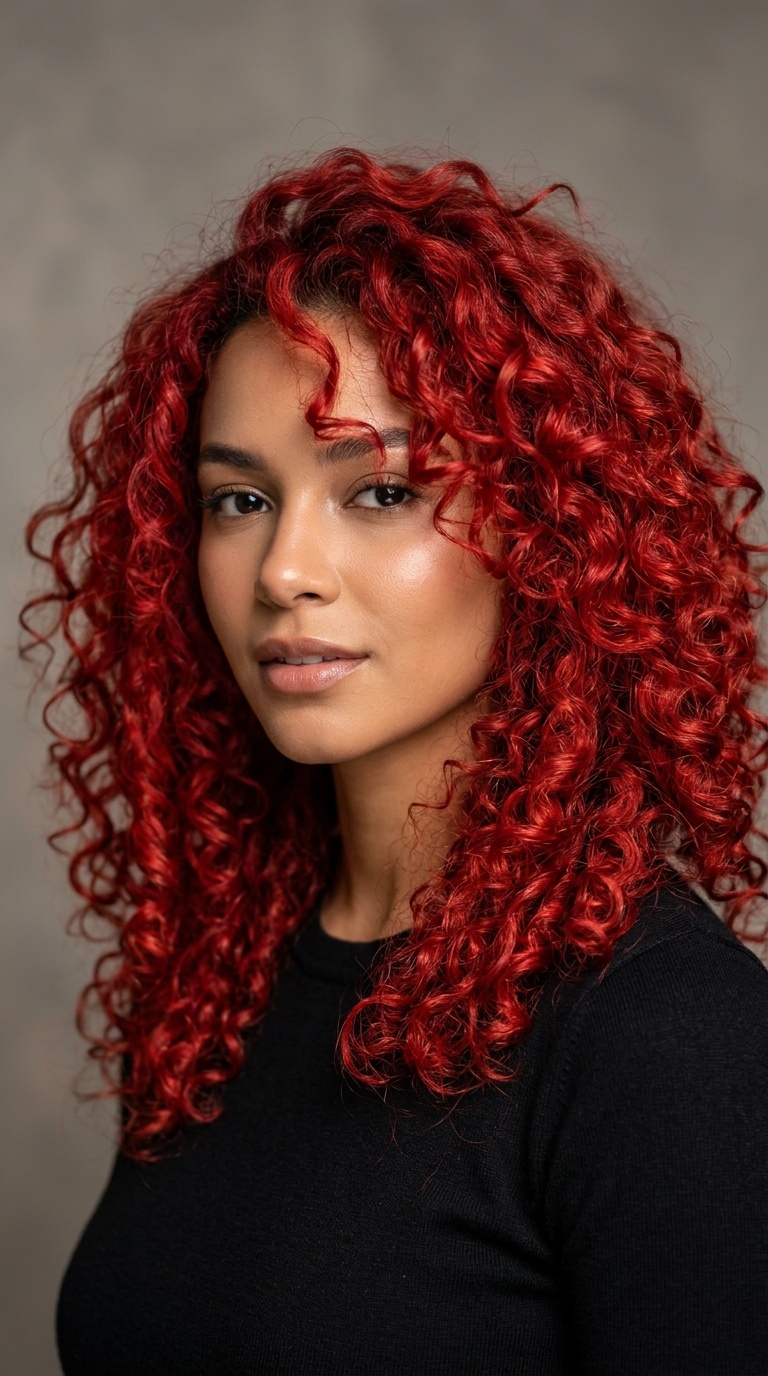 Fire-Engine Red Voluminous Curls