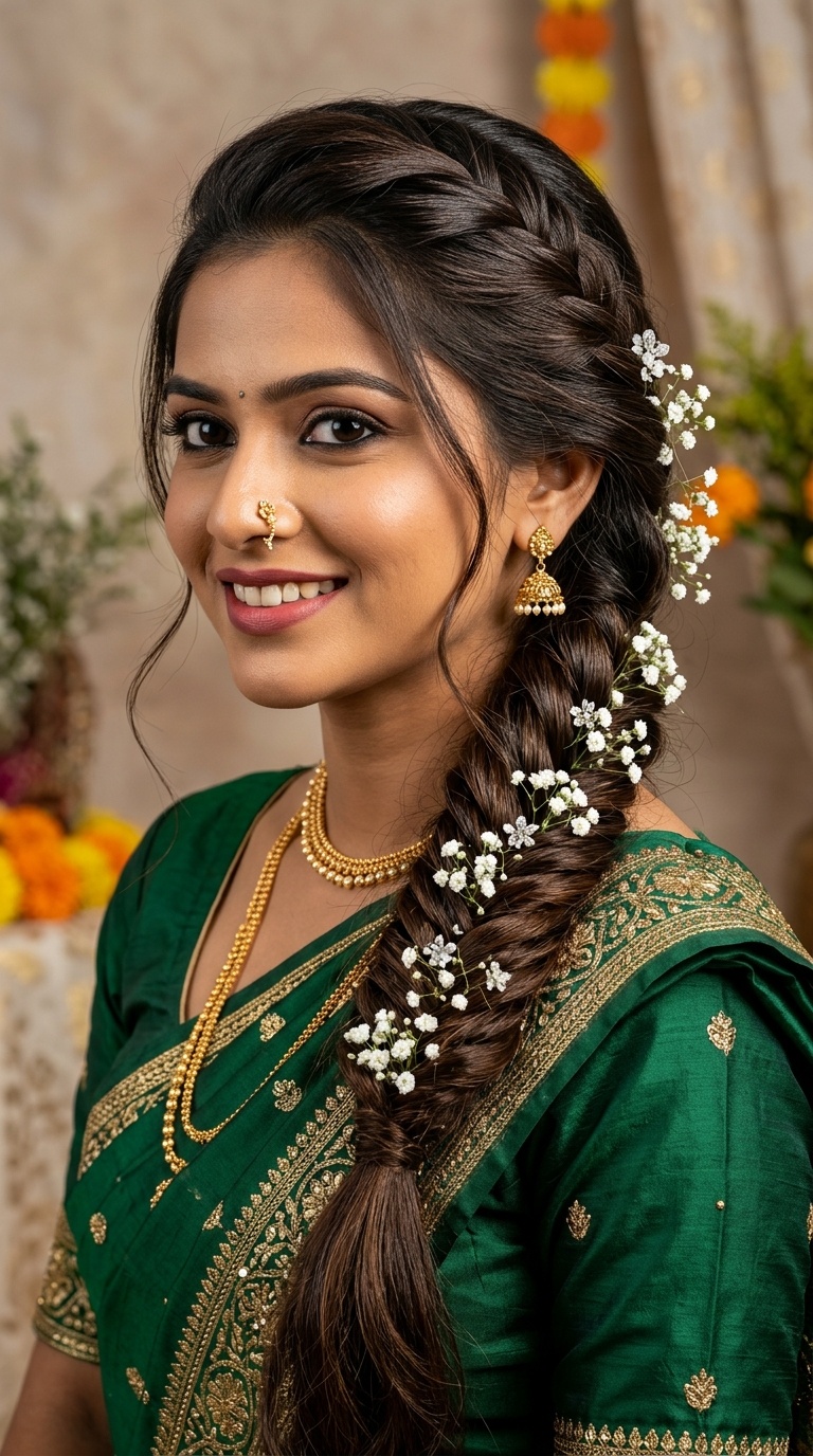 Fish-tail Braid with Baby’s Breath