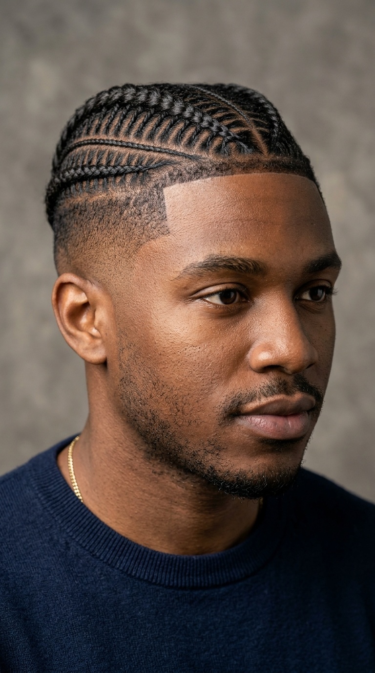 Fishbone Braids with High Top Fade