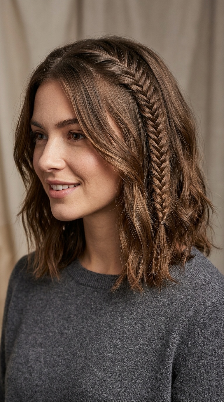 Fishtail Accent Braid on Layered Hair