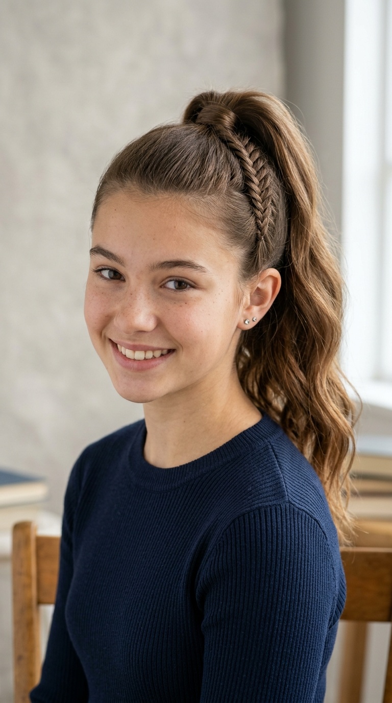 Fishtail Braid Accent Ponytail