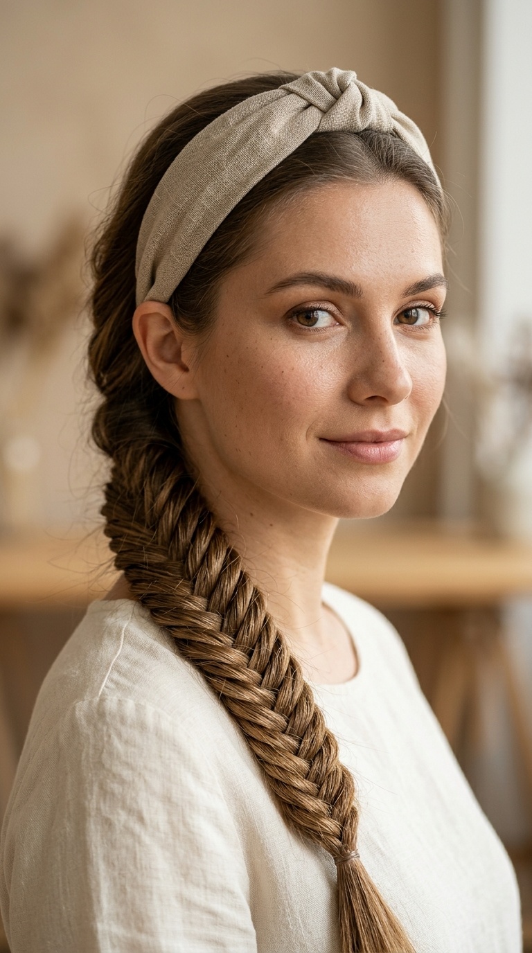 Fishtail Braid with a Linen Knotted Band