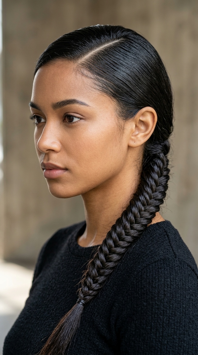 Fishtail Braid with a Sharp Side Part