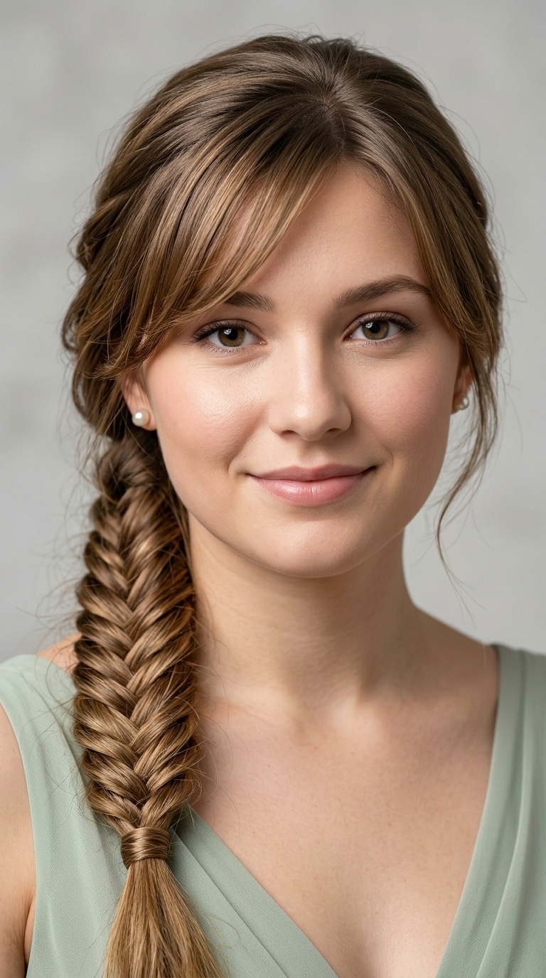 Fishtail Braid with a Side Fringe