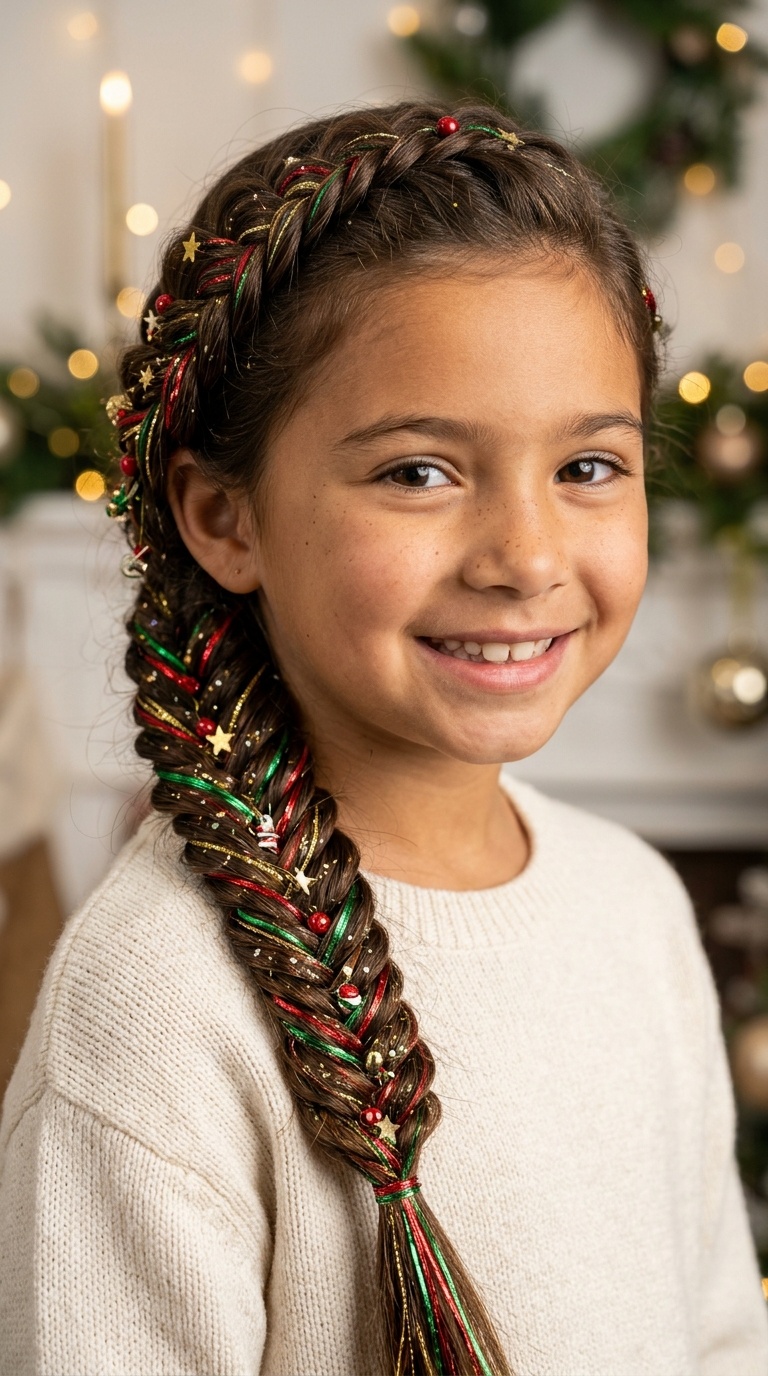 Fishtail Braid with Festive Extensions