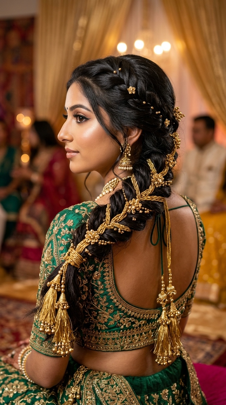Fishtail Braid with Gold Parandi