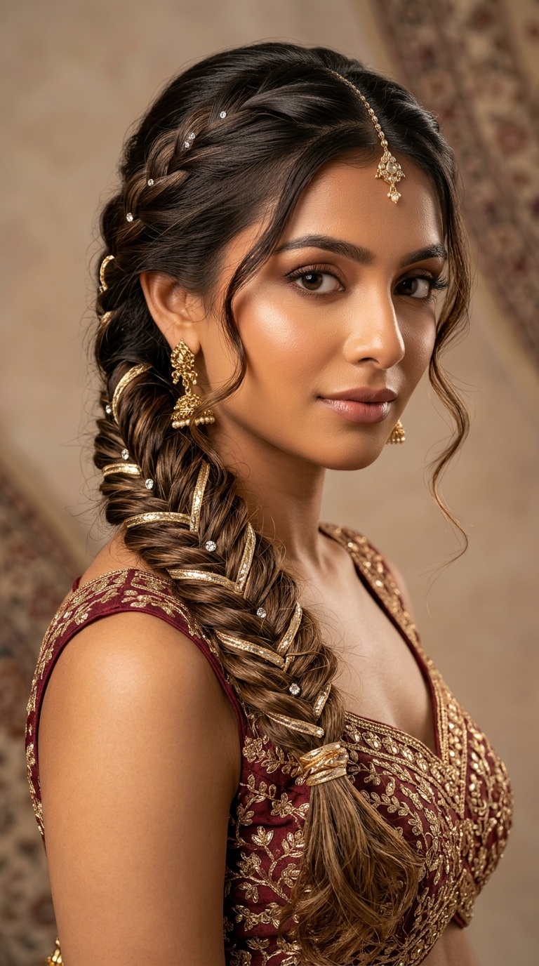 Fishtail Braid with Gota Patti