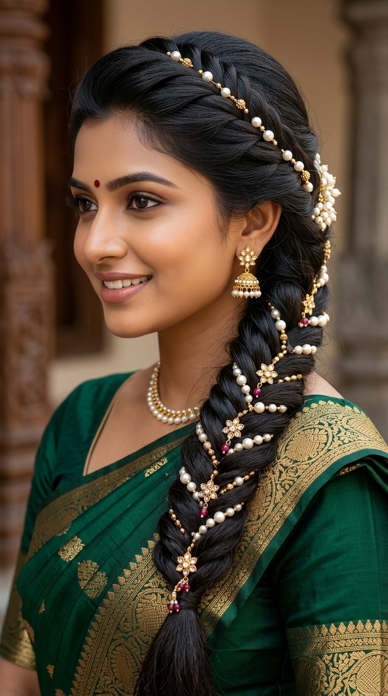 Fishtail Braid with Pearl Accents