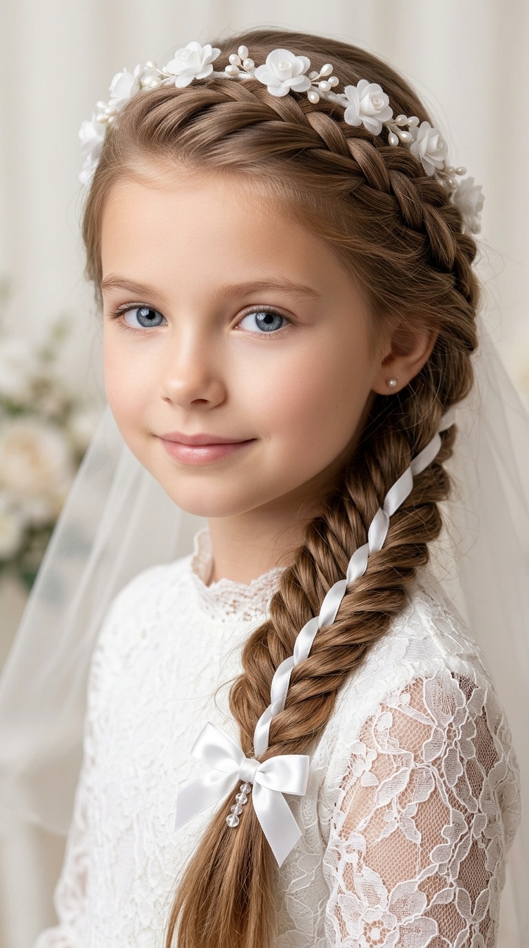Fishtail Braid with Ribbon