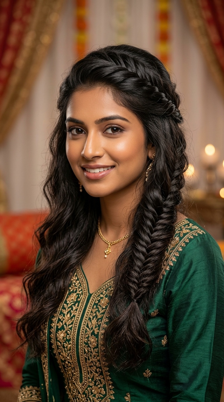 Fishtail Half-Up Look