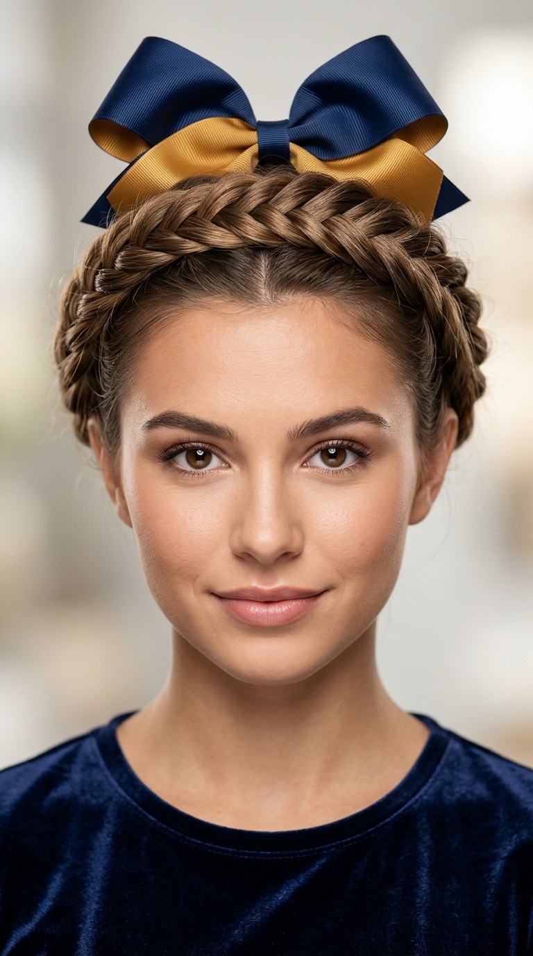 Fishtail Halo Braid with a Statement Bow