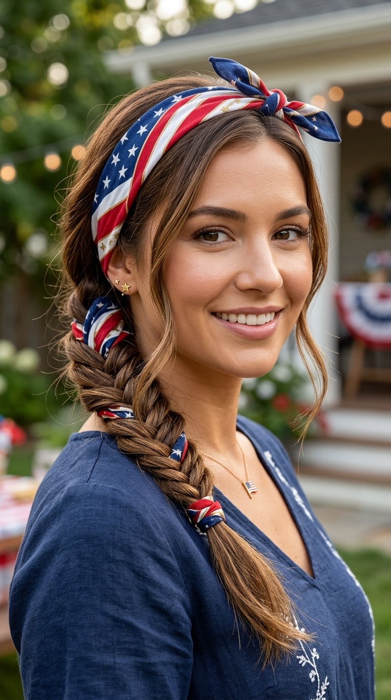 Fishtail Side Braid with Bandana